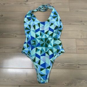 Aerie Geometric Printed One Piece Swimsuit S